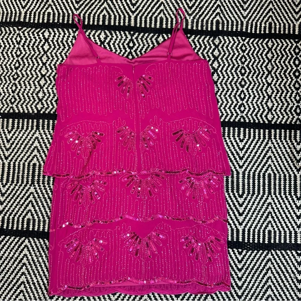 Laundry by Shelli‎ Segal Hot Pink Sequin Beaded Mini Dress • Size 6 Homecoming - Picture 8 of 13